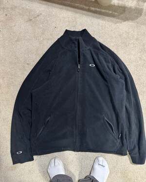 Oakley Vintage Y2K Full Zip Black Fleece Jacket XL